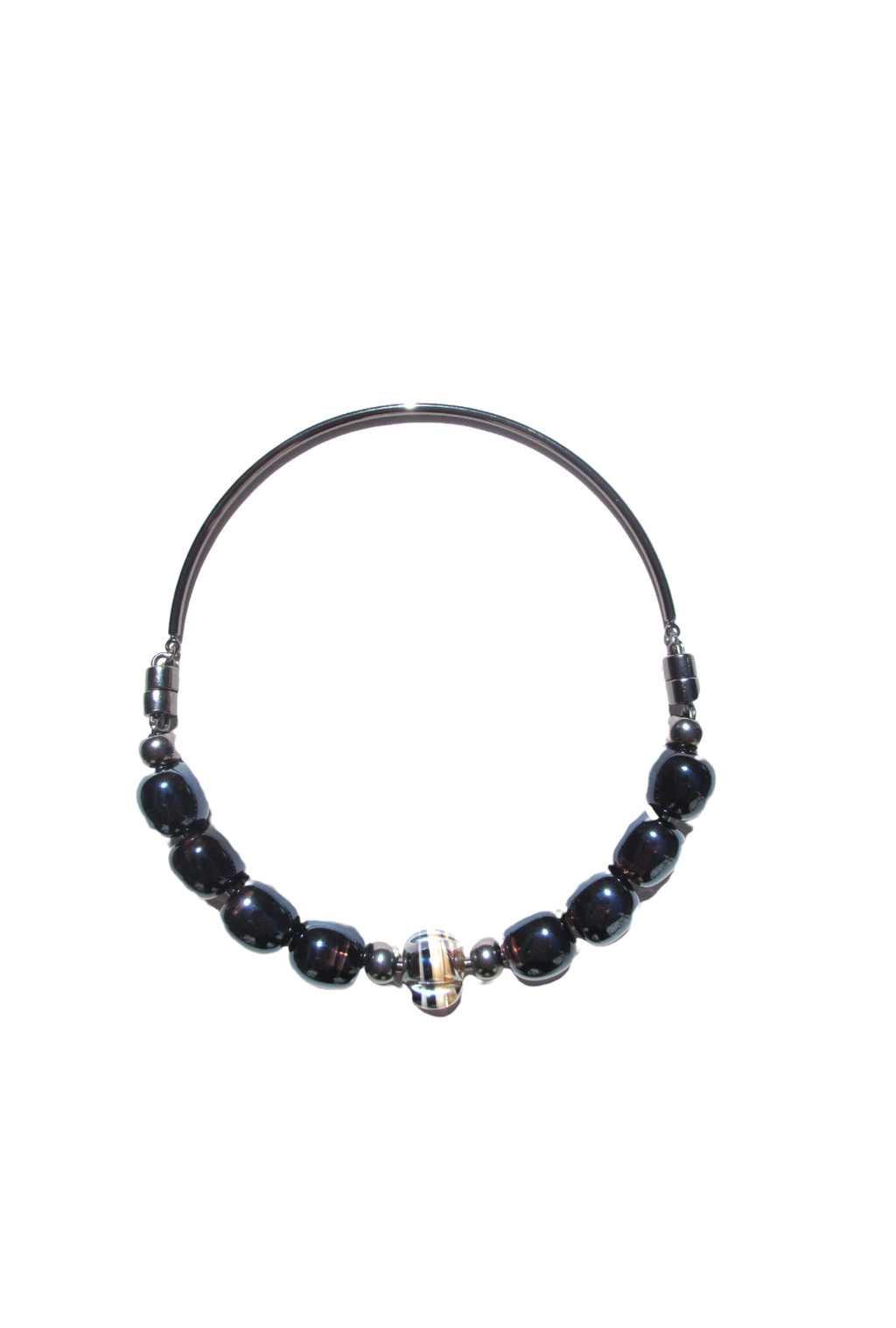 Blooming necklace - Half moon - Black