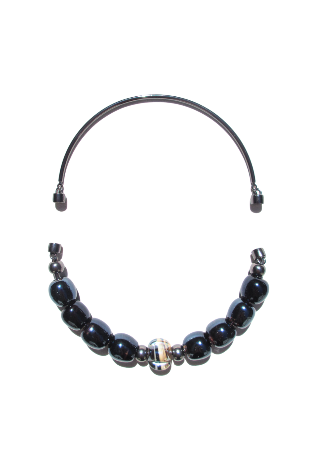 Blooming necklace - Half moon - Black